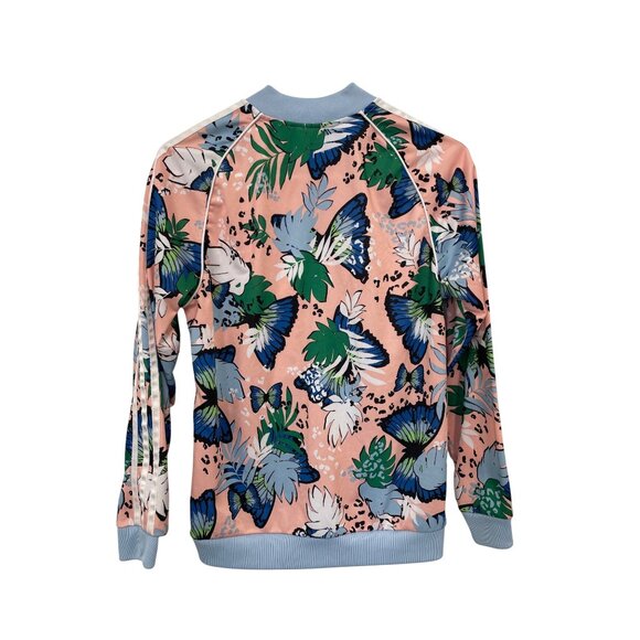 Adidas Track Jacket Size Medium HER Studio London Floral Butterfly Pink Blue - Picture 3 of 12